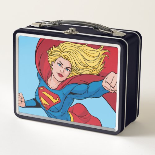 Supergirl Flying Upwards Illustration Metal Lunch Box