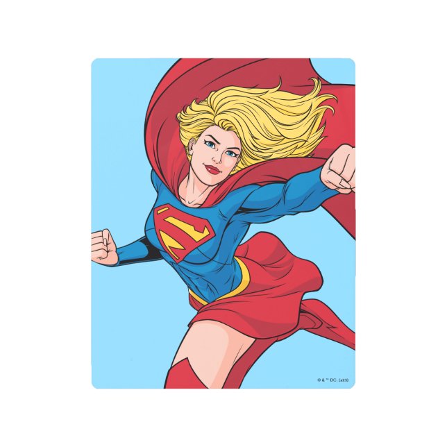 Supergirl Flying Upwards Illustration Metal Print (Front)