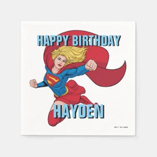 Supergirl Flying Upwards Illustration Napkins
