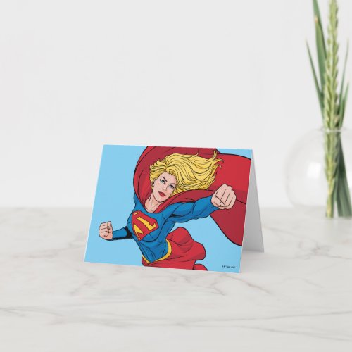Supergirl Flying Upwards Illustration Note Card