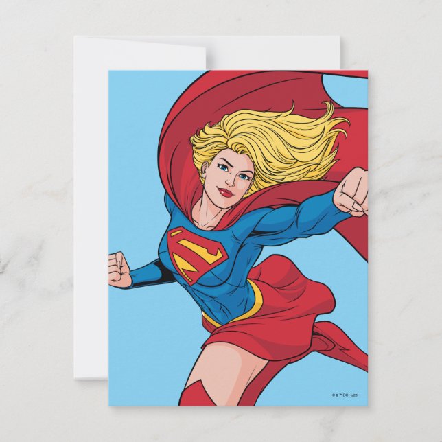 Supergirl Flying Upwards Illustration Note Card (Front)