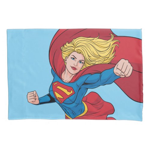 Supergirl Flying Upwards Illustration Pillow Case
