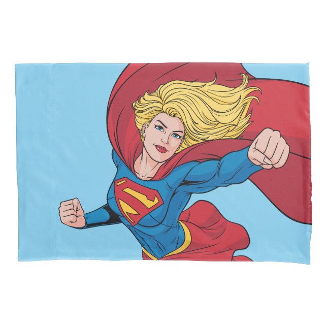 Supergirl Flying Upwards Illustration Pillow Case (Front)