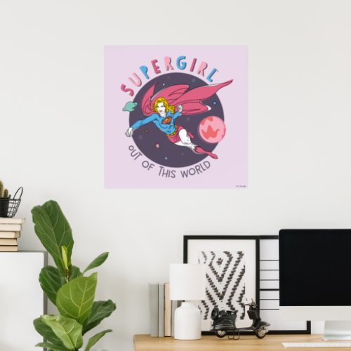 Supergirl Flying Upwards Illustration Poster