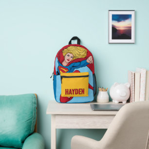 Supergirl Flying Upwards Illustration Printed Backpack