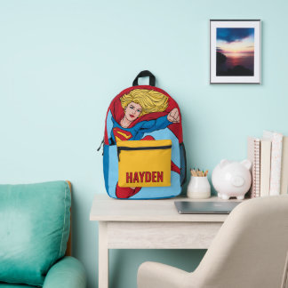 Supergirl Flying Upwards Illustration Printed Backpack