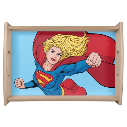 Supergirl Flying Upwards Illustration Serving Tray