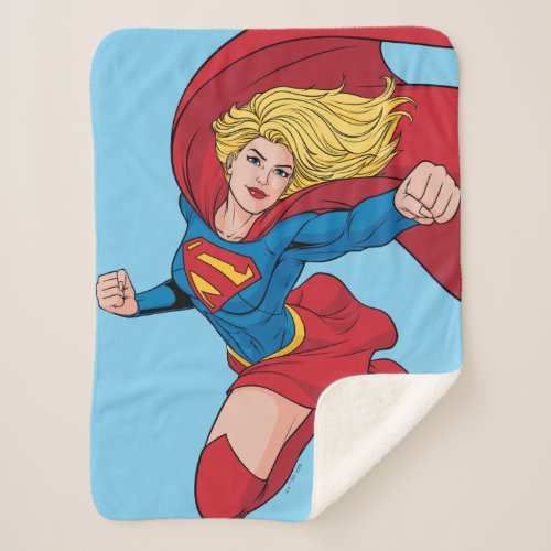 Supergirl Flying Upwards Illustration Sherpa Blanket