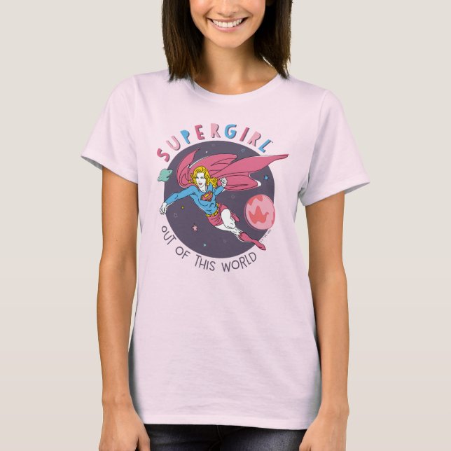 Supergirl Flying Upwards Illustration T-Shirt (Front)