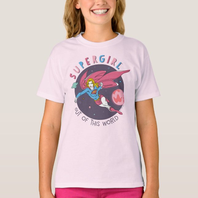 Supergirl Flying Upwards Illustration T-Shirt (Front)