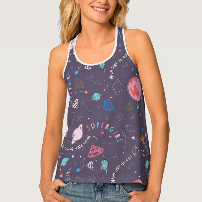 Supergirl Flying Upwards Illustration Tank Top (Front)