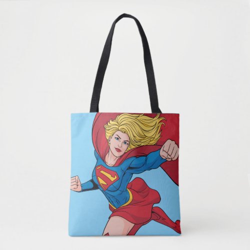 Supergirl Flying Upwards Illustration Tote Bag