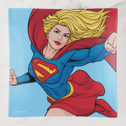 Supergirl Flying Upwards Illustration Trinket Tray