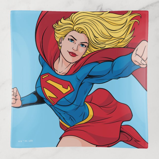 Supergirl Flying Upwards Illustration Trinket Tray (Front)