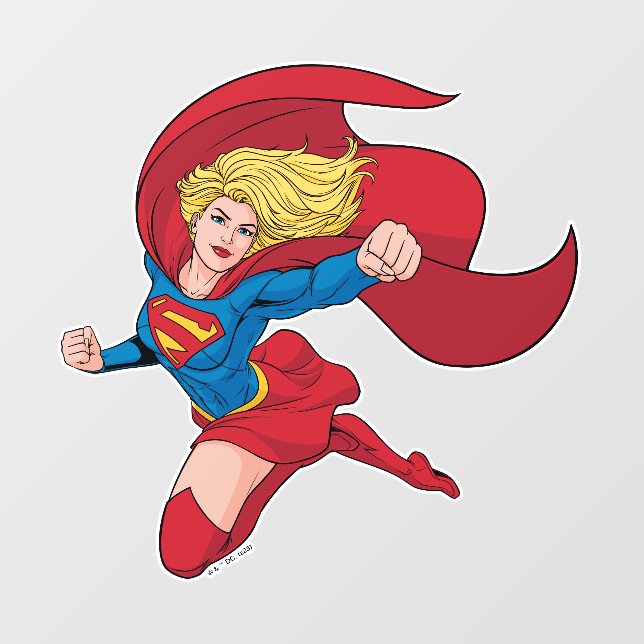 Supergirl Flying Upwards Illustration Wall Decal (Front)
