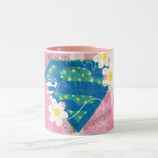 Supergirl for Peace Pink Two-Tone Coffee Mug (Center)