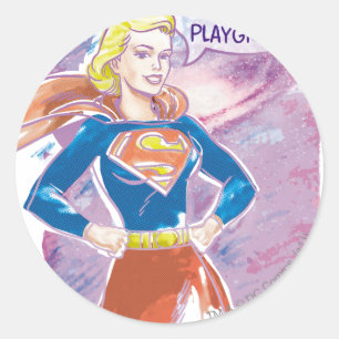 Supergirl Galaxy Classic Round Sticker