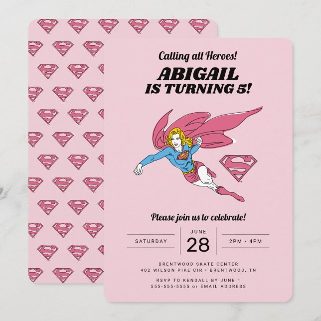 Supergirl Girls Birthday Invitation (Front/Back)