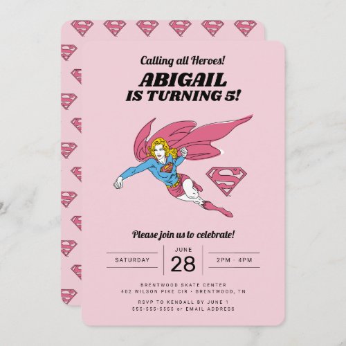 Supergirl Girls Birthday Invitation