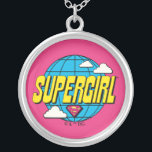 Supergirl Global Pop Graphic Silver Plated Necklace<br><div class="desc">Check out this Supergirl super pop graphic featuring her logo over a globe!</div>
