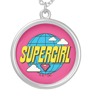 Supergirl Global Pop Graphic Silver Plated Necklace