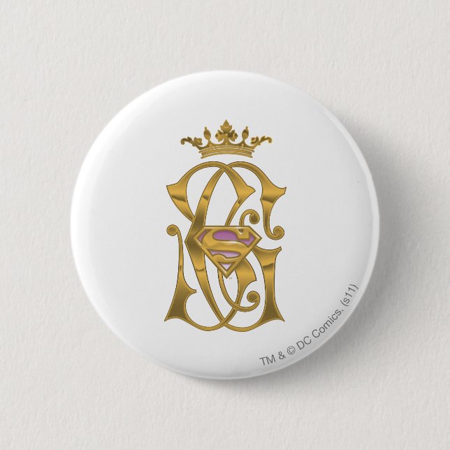 Supergirl Gold Crown Pinback Button (Front)