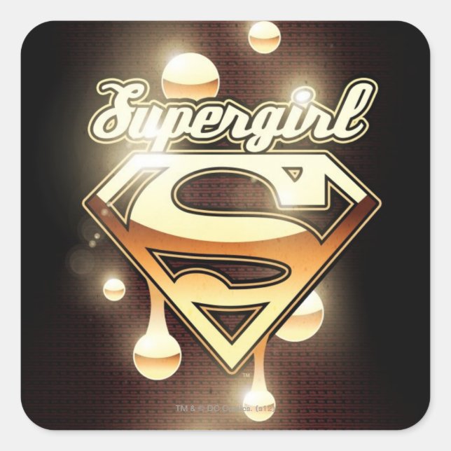 Supergirl Gold Drips Square Sticker (Front)