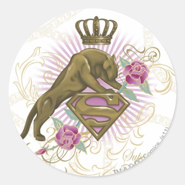 Supergirl Golden Cat 4 Classic Round Sticker (Front)