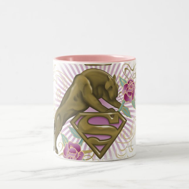 Supergirl Golden Cat 4 Two-Tone Coffee Mug (Center)