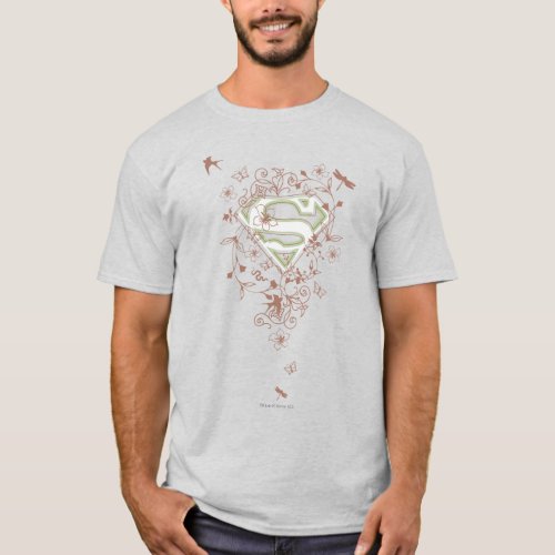 Supergirl Green Floral Logo T_Shirt