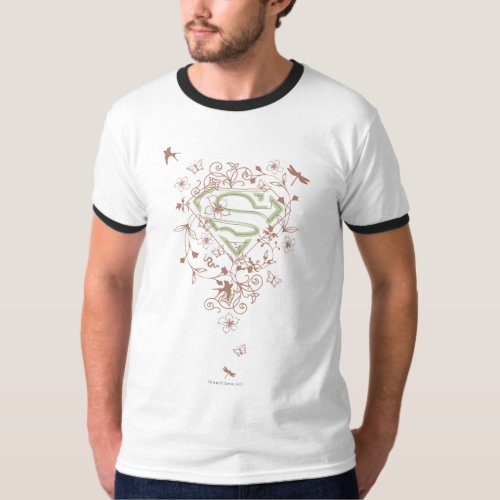 Supergirl Green Floral Logo T_Shirt