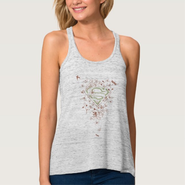 Supergirl Green Floral Logo Tank Top (Front)