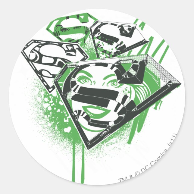 Supergirl Green Spills Classic Round Sticker (Front)