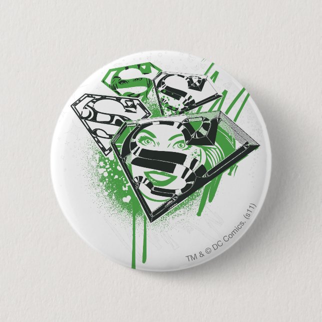 Supergirl Green Spills Pinback Button (Front)