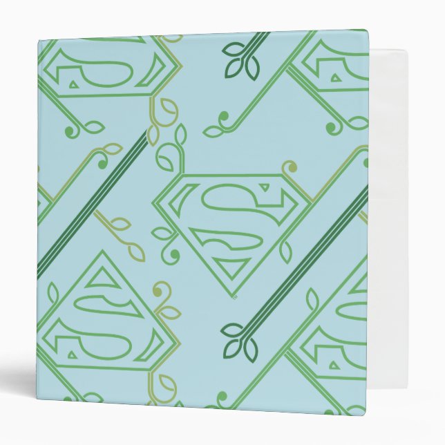 Supergirl Green Vine Logo Pattern 3 Ring Binder (Front/Inside)