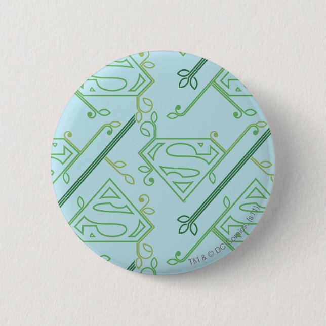 Supergirl Green Vine Logo Pattern Pinback Button (Front)