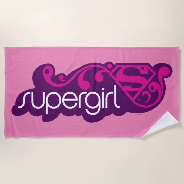 Supergirl Groovy Name and S-Shield Beach Towel (Front)