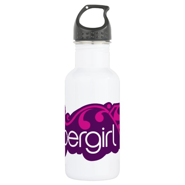 Supergirl Groovy Name and S-Shield Stainless Steel Water Bottle (Front)