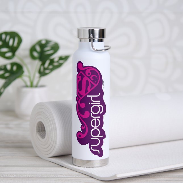 Supergirl Groovy Name and S-Shield Water Bottle (Yoga)