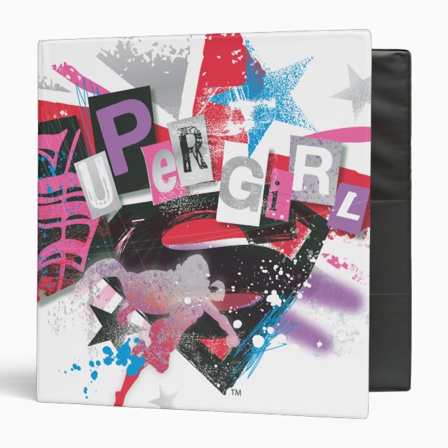 Supergirl Grunge Design 3 Ring Binder (Front/Inside)