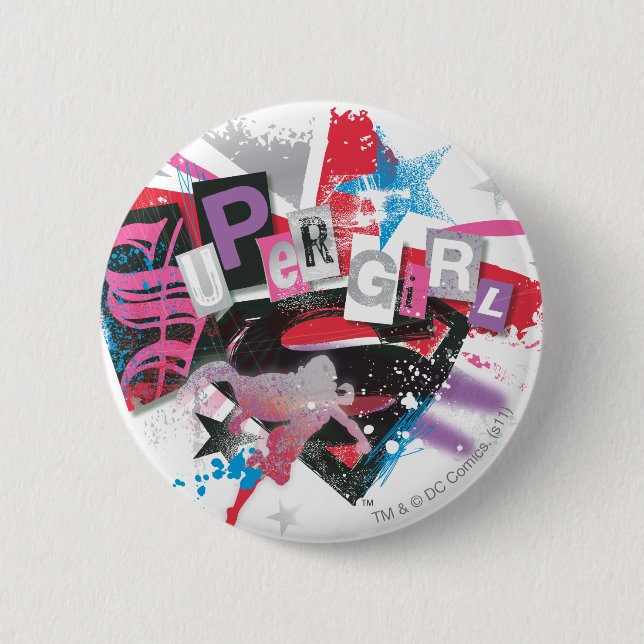 Supergirl Grunge Design Pinback Button (Front)