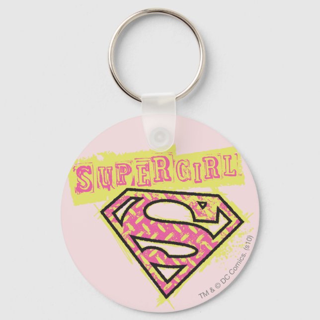Supergirl Grunge Logo Pink Keychain (Front)
