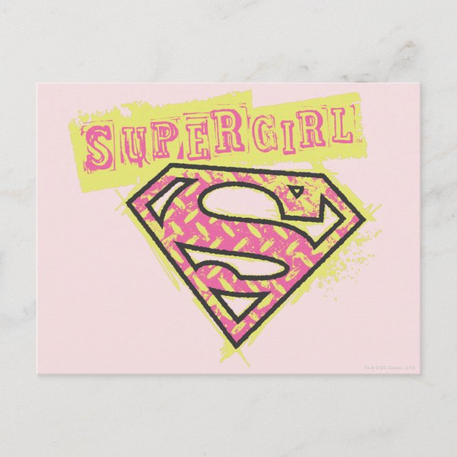 Supergirl Grunge Logo Pink Postcard (Front)