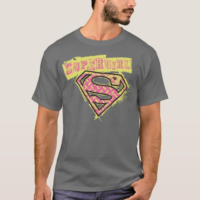Supergirl Grunge Logo Pink T-Shirt (Front)