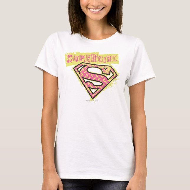 Supergirl Grunge Logo Pink T-Shirt (Front)