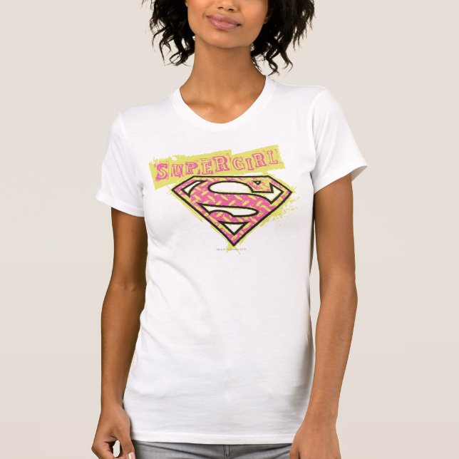 Supergirl Grunge Logo Pink T-Shirt (Front)