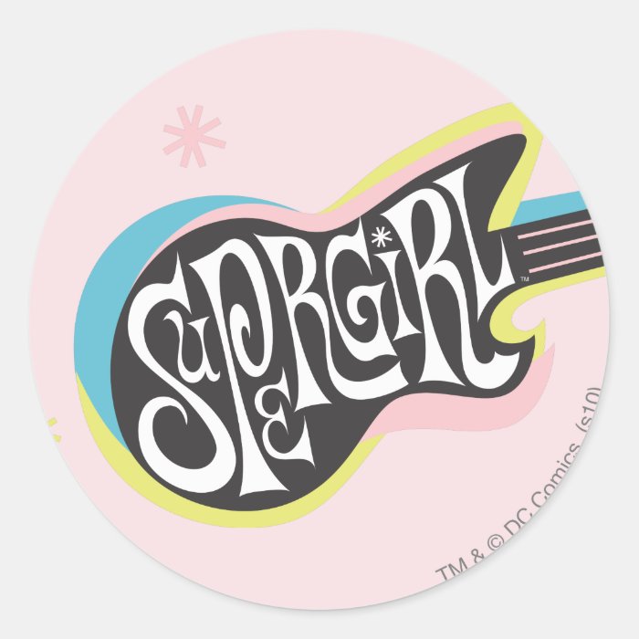 Supergirl Guitar Round Sticker