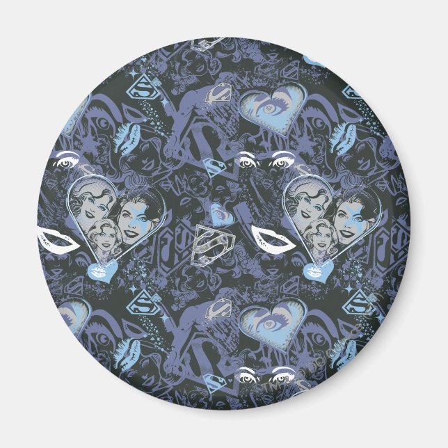 Supergirl Hearts and Lips Pattern Magnet (Front)