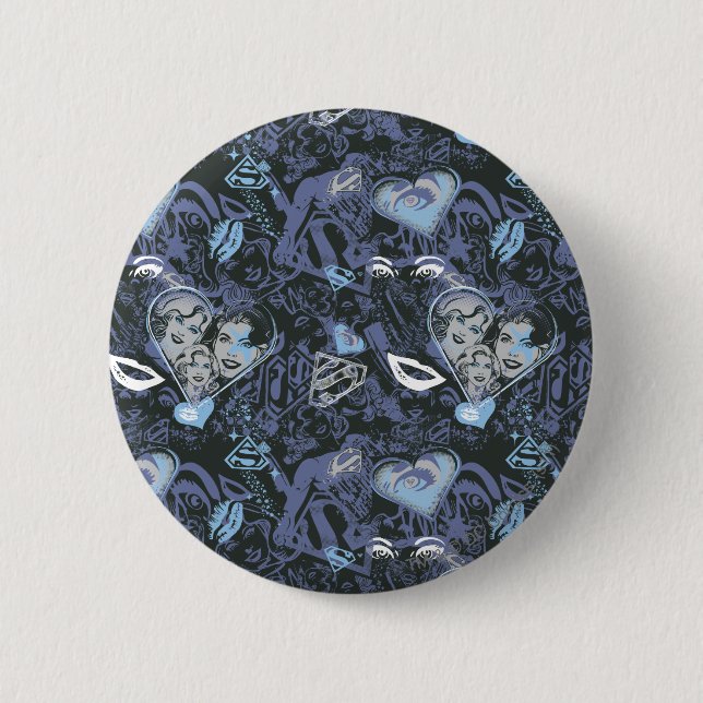 Supergirl Hearts and Lips Pattern Pinback Button (Front)