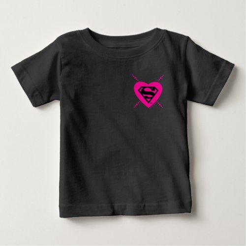 Supergirl Hearts Diagonal Pattern Baby T_Shirt